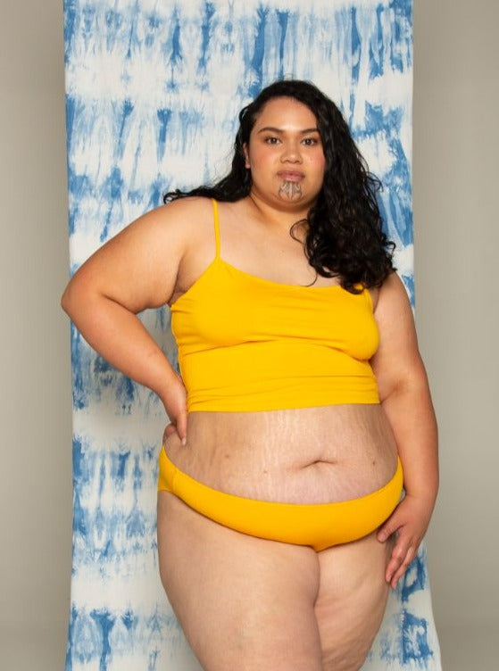 Front of kowhai yellow bamboo kora briefs. Bare boutique