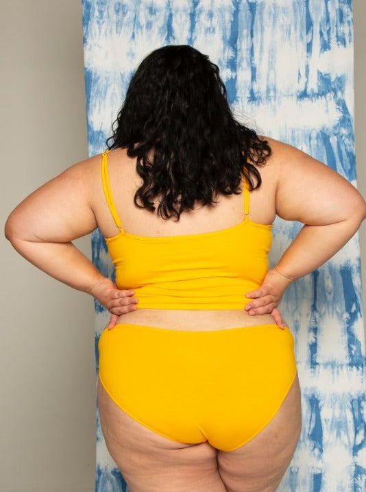 Back of kowhai yellow bamboo kora briefs. Bare boutique